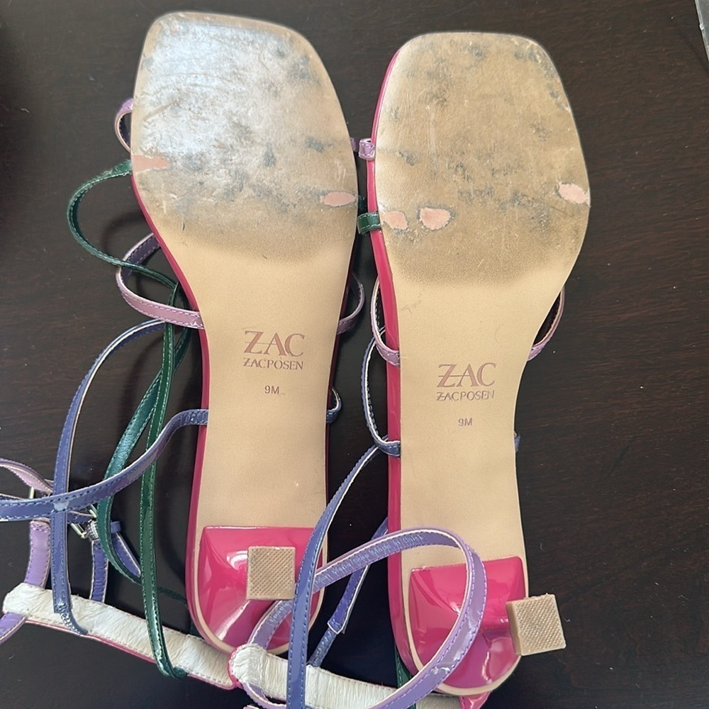 ZAC ZAC POSEN Womens Angie Square Toe Sculpted Heel Patent Leather Sandals Sz 9M - Picture 9 of 10